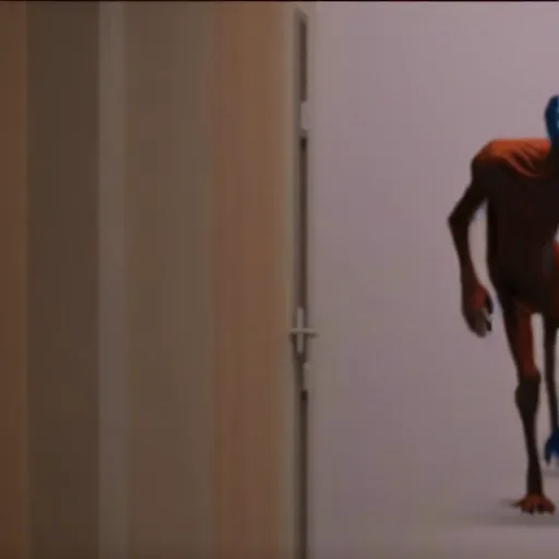 Prompt: A gangly humanoid monster running towards a person sleeping in a bed, screenshot of found footage, grainy, blurry, photo realistic, viral