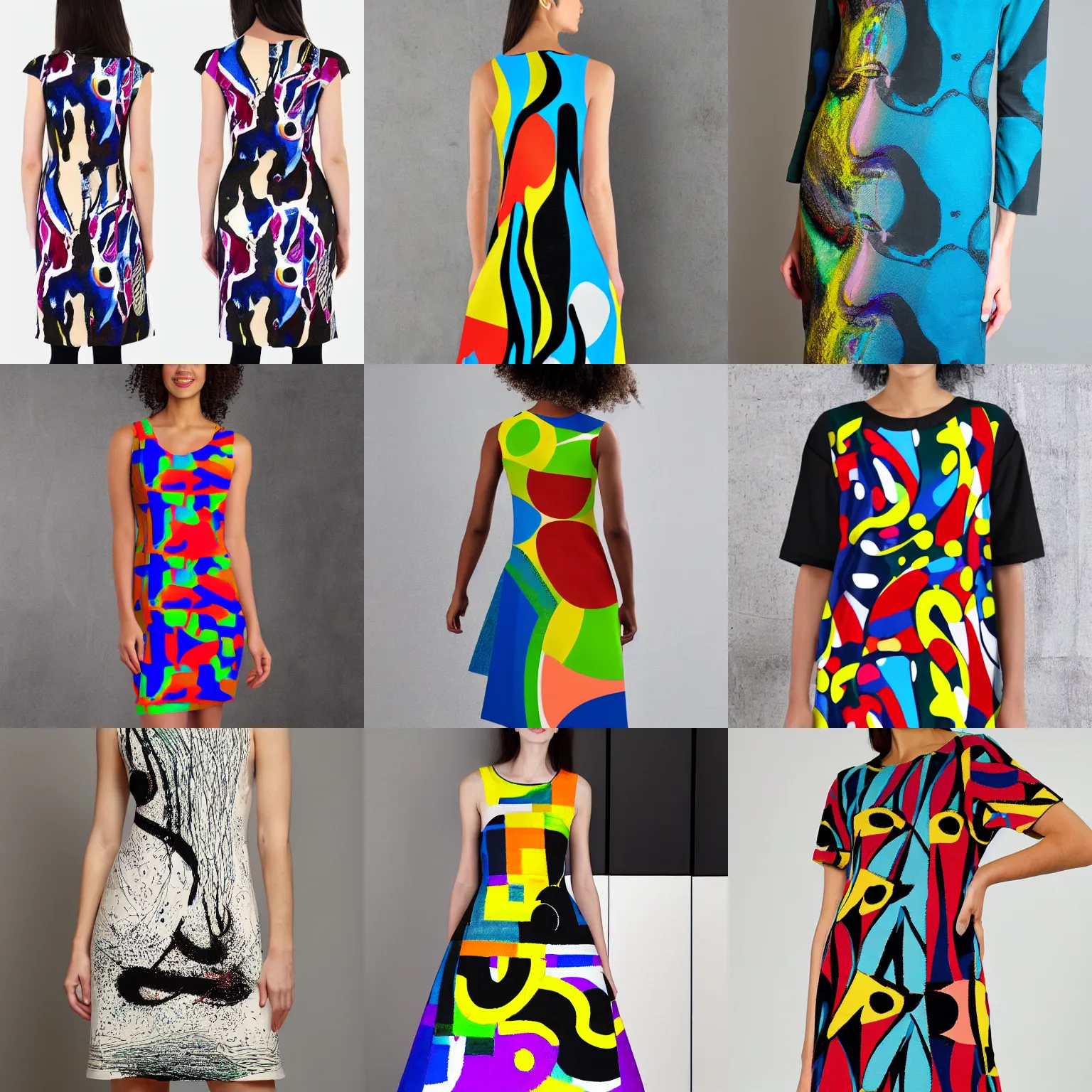 Prompt: miro abstract art dress