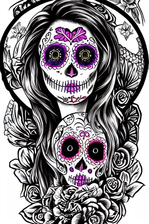 Image similar to Sugar skull girl tattoo inspired art