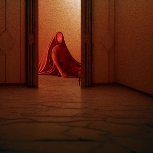 Prompt: colour aesthetic highly detailed photography scene, characters with hyperrealistic highly detailed faces. from dune ( 2 0 2 1 ) by alejandro hodorovski and denis villeneuve and gregory crewdson style with many details by andrei tarkovsky and caravaggio in sci - fi style. volumetric natural light hyperrealism photo on red dsmc 3 system