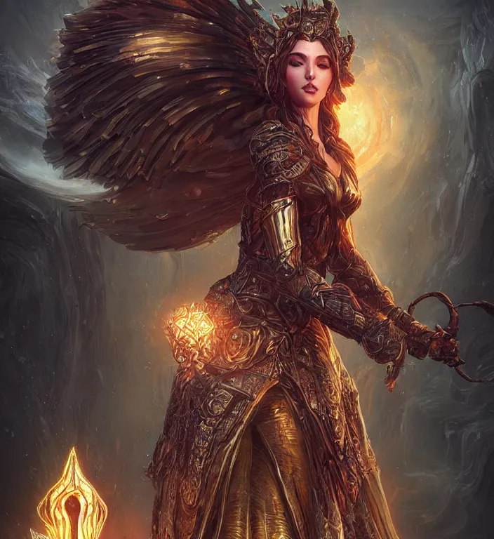 Image similar to unreal engine render + a goddess, tarot card, dark souls colour scheme, luminal, smooth, coherent, high detailed, kerem beyit, Karol Bak, james gurney, featured on artstation, instagram HD, unreal engine