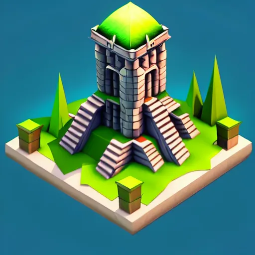 Prompt: Isometric 3D Fantasy Cute Tower, low poly, pixiv