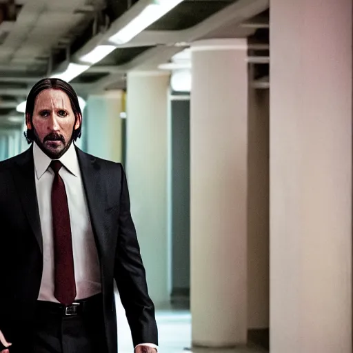 Prompt: a cinematic film still of steve carell in john wick