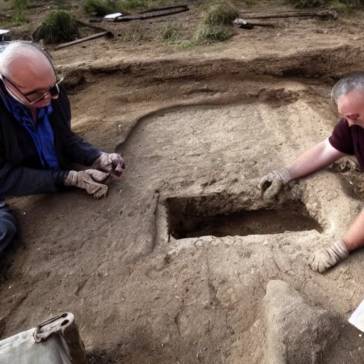 Prompt: Archeologists uncovering an ancient computer artifact from 5,000 years ago