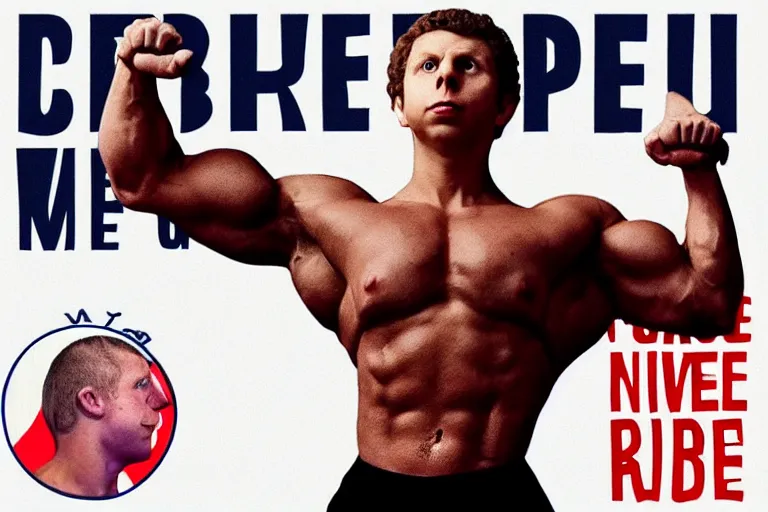 Image similar to “ a very buff bodybuilder michael cera runs for president, historic moment, propaganda poster, 4 k, news piece ”