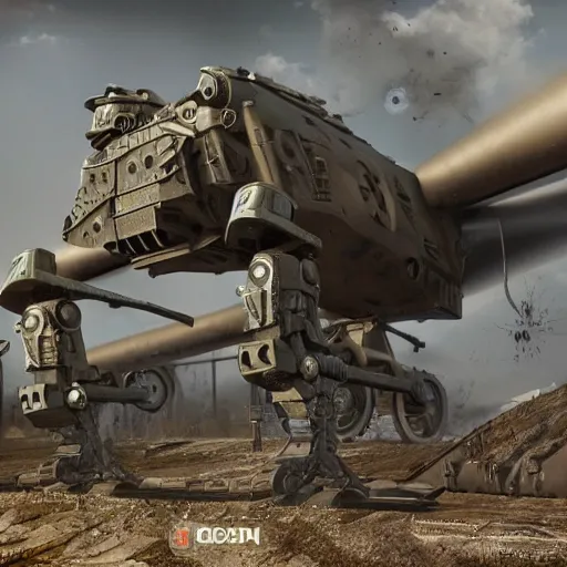 Image similar to photo of the mech used by the germans during WW1, dieselpunk, photorealistic, ultra high detail, 8k