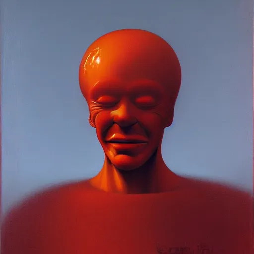 Image similar to Ronald McDonald by Zdzisław Beksiński and H R Giger