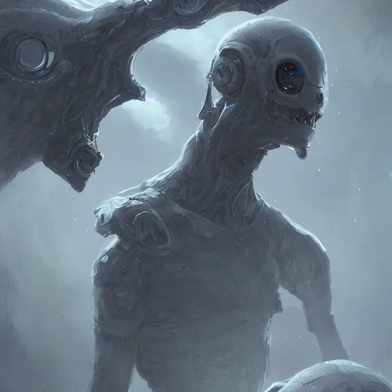 Prompt: A grey space alien, Greg Rutkowski