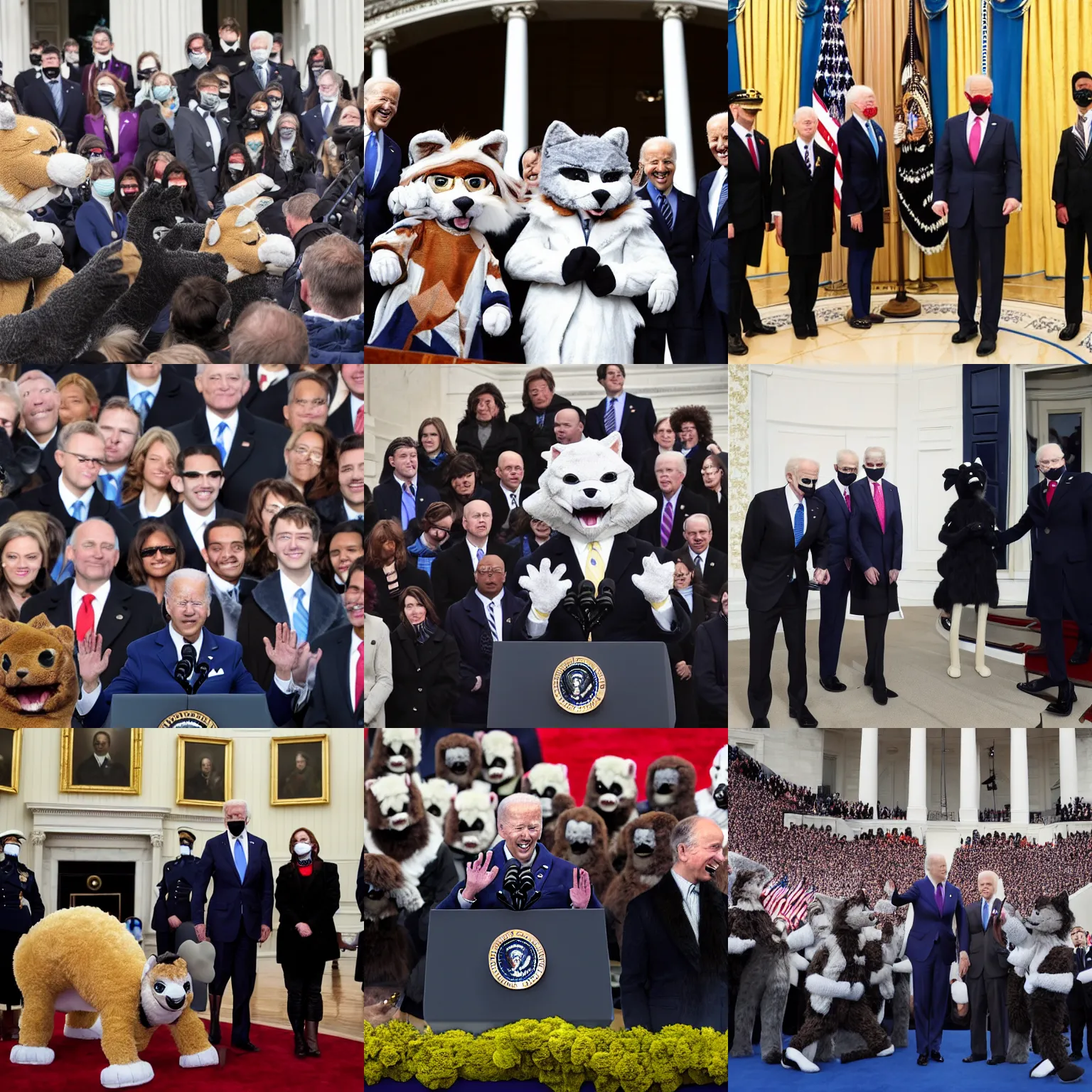 Image similar to president biden and the fursuit clique at his inauguration