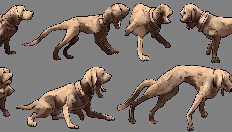 Image similar to TFTG art of a man turning into a dog in multiple steps, deviantart, transformation sequence, tf art, triptych