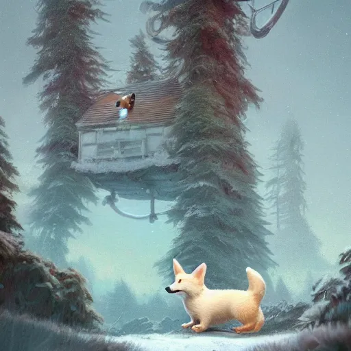 Prompt: hyperrealistic adorable cute corgi puppy, extremely lifelike, hyperrealistic, intricate, fantasy, soft lighting, beautiful, scenic, cinematic, extremely detailed digital painting by simon stalenhag, greg rutkowski, trending on artstation, 8 k