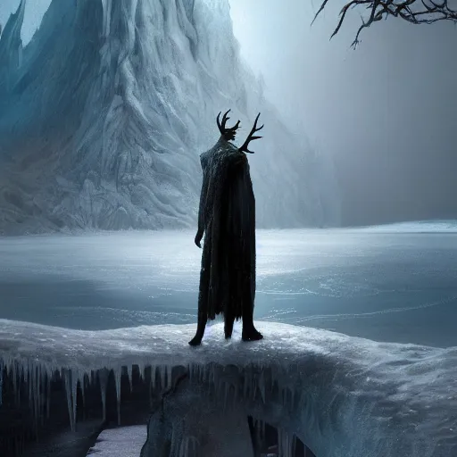 Prompt: a frozen lake with a monster trapped under the ice, dramatic lighting, cinematic, establishing shot, extremely high detail, photo realistic, cinematic lighting, post processed, concept art, artstation, matte painting, style by eddie mendoza, raphael lacoste, alex ross