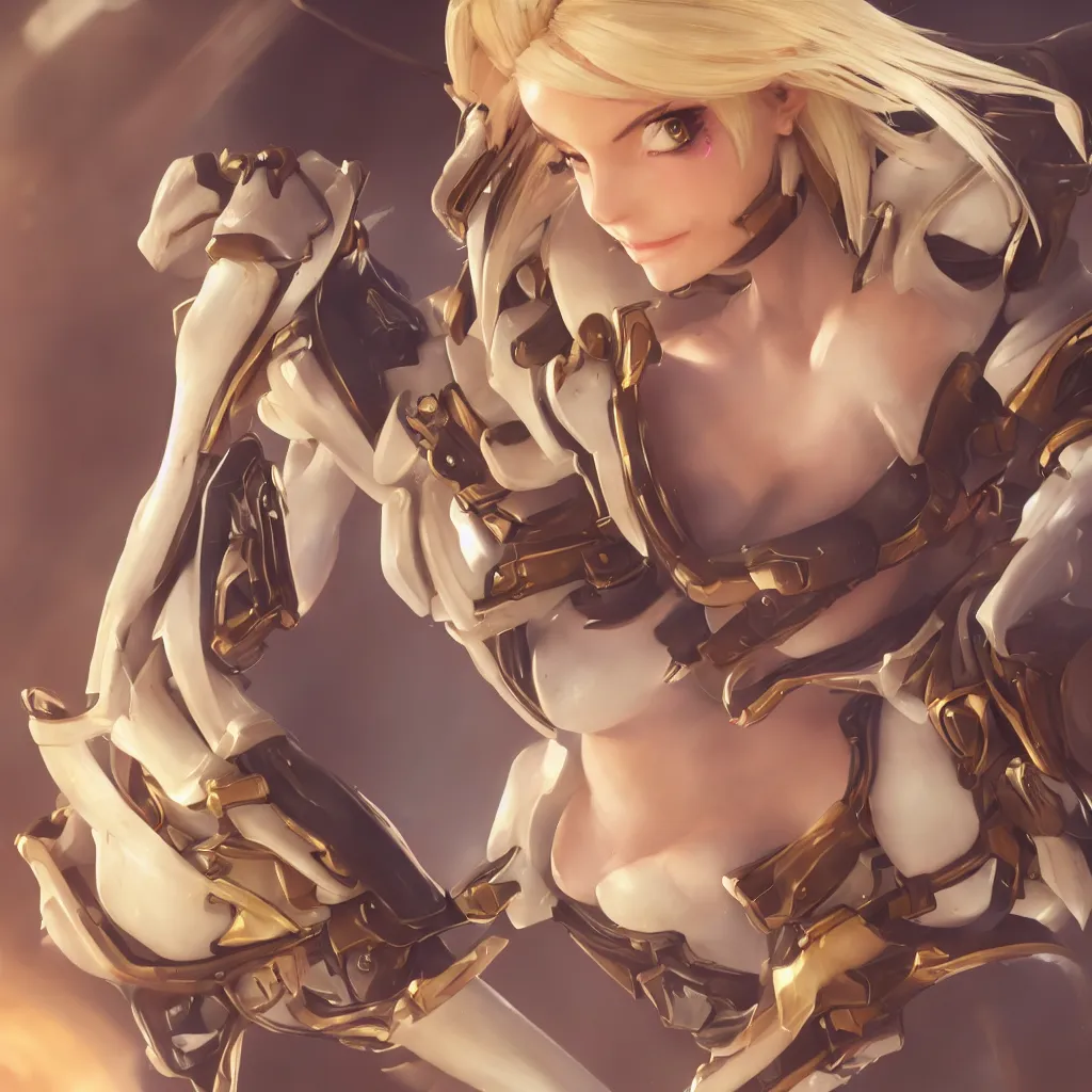 Prompt: Mercy from Overwatch game (2016), no background, close-up shot, intricate, elegant, highly detailed, centered, digital painting, golden hour, cinematic, award-winning, trending on artstation, trending in cgsociety, concept art, smooth, sharp focus, hdr, caustic lights, volumetric lighting, atmospheric lighting, illustration, cinematic, scan, ray traced, octane render, unreal engine, 4k, 3d, photorealistic, art by artgerm and wlop and ross tran