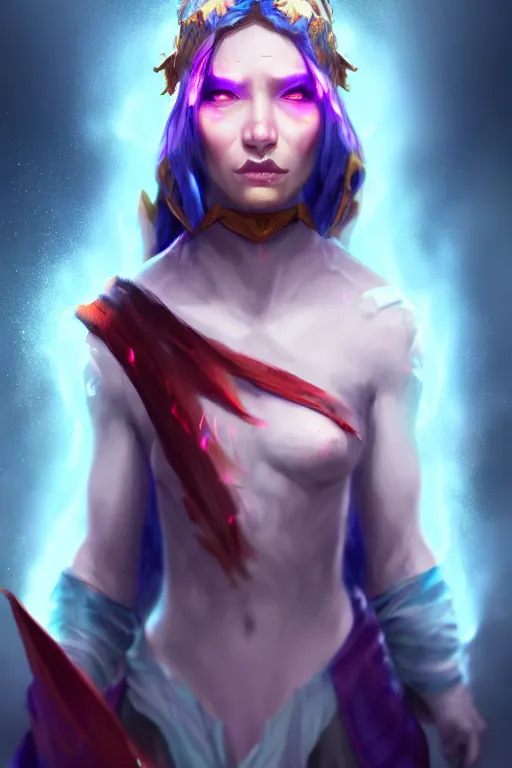 Image similar to a human elemental sorcerer, mountainous setting, colorful magic effects, white skin, portrait, young female, sharp focus, digital art, concept art, trending on artstation, dynamic lighting, by emylie boivin