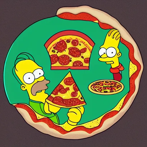 Image similar to best pizza in the style of the simpsons.