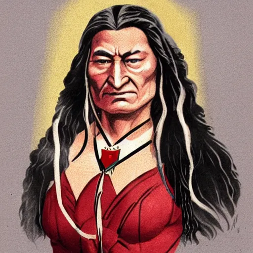 Prompt: An illustrated portrait of Sitting Bull as Wonder Woman