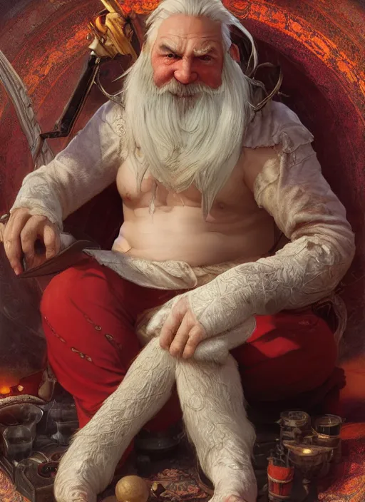 Prompt: relaxed dwarf with white hair, red iris, long beard, pale snow white skin, full body character portrait, colorful, octane render, unreal engine, studio lighting, photorealistic, digital art by greg rutkowski and alphonse mucha