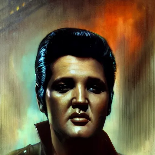 Prompt: elvis presley, hyperrealistic portrait, bladerunner street, art of elysium by frank frazetta and jeremy mann and alphonse mucha, fantasy art, photo realistic, dynamic lighting, artstation, poster, volumetric lighting, very detailed face, 4 k, award winning