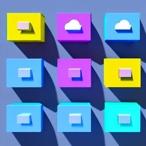 Prompt: a cloud computing isometric 3 d icons, 8 k resolution, gamedesign, octane render, blender 3 d, vector image