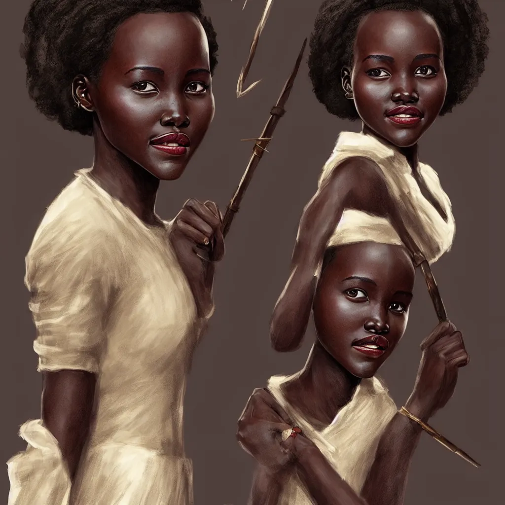 Prompt: lupita nyongo as hermione granger, concept art