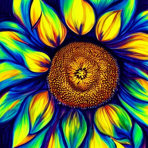 Image similar to Photorealistic painting of the most beautiful sunflower in the universe, Hyperdetailed, pretty colors, 108 megapixels, artstation concept art