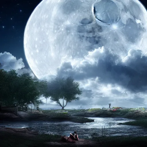 Image similar to The moonlight is the messenger of love, matte painting, concept art, 4k