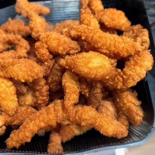 Prompt: fried spiders in a kfc bucket