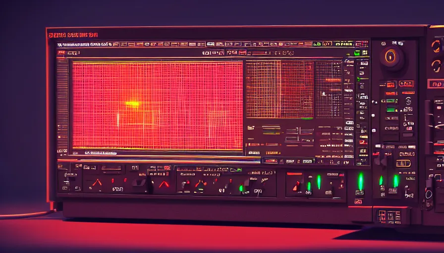 Image similar to rct screen showing oscilloscope on old soviet machine, photorealistic rendering, artstation, redshift, octane, golden ratio