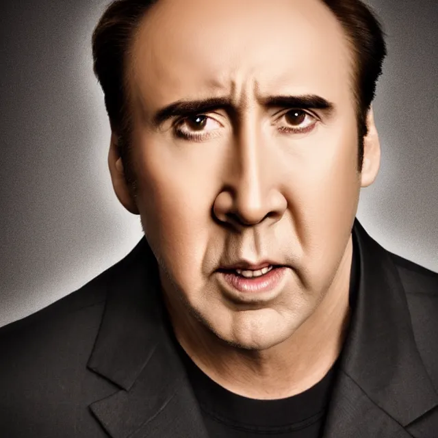 Image similar to nicolas cage headshot photo portrait headshot even lighting