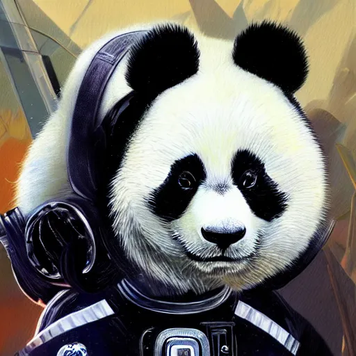 Prompt: a panda in a astronaut suit, 3d, sci-fi fantasy, intricate, elegant, highly detailed, lifelike, photorealistic, digital painting, artstation, illustration, concept art, sharp focus, art in the style of Shigenori Soejima