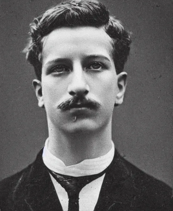 Image similar to victorian photograph of charlie puth, 1 8 9 0 s photography, 1 9 0 0, realistic face, symmetrical face, detailed, grainy, edwardian, old photo