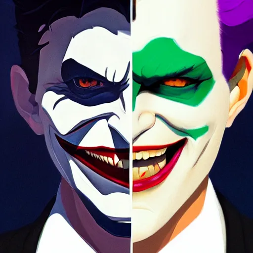 Prompt: face icon stylized minimalist joker, loftis, cory behance hd by jesper ejsing, by rhads, makoto shinkai and lois van baarle, ilya kuvshinov, rossdraws global illumination