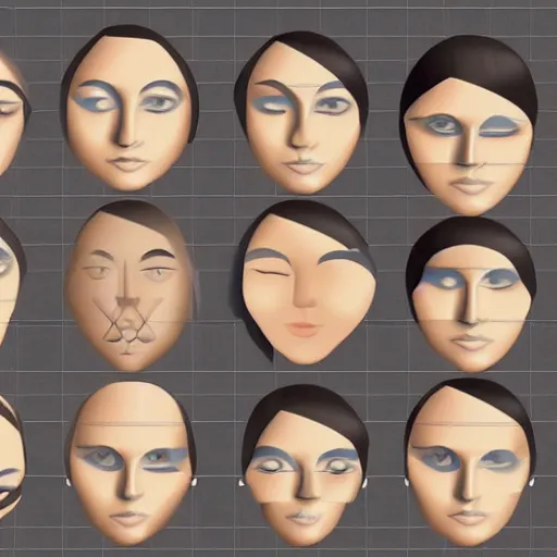 Prompt: Face that is partially made up of different geometric shapes. The shapes could be arranged in such a way that they resemble the features of the face.