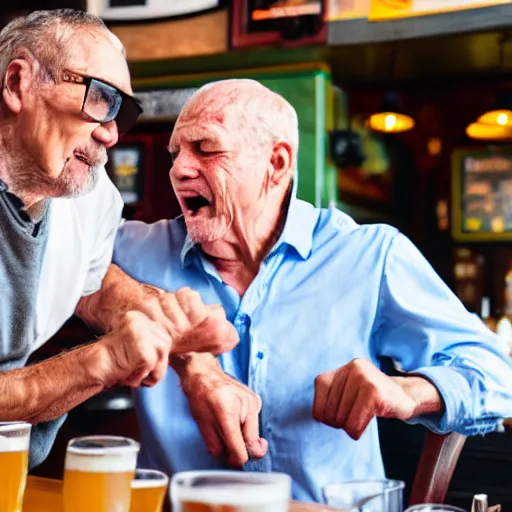 Prompt: grandpa punching out someone at the local pub