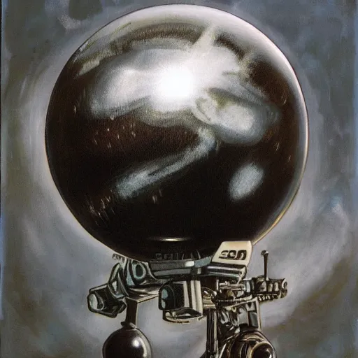 Prompt: realistic painting of the black sphere from gantz