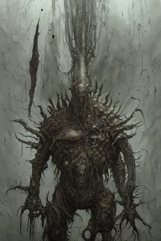 Image similar to portrait of nurgle the unclean by hr giger, greg rutkowski and wayne barlowe as a diablo, resident evil, dark souls, bloodborne monster