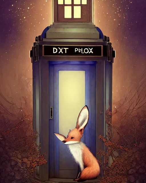 Prompt: anthropomorphic art of a detective fox inside tardis, victorian inspired clothing by artgerm, victo ngai, ryohei hase, artstation. fractal papersand books. highly detailed digital painting, smooth, global illumination, fantasy art by greg rutkowsky, karl spitzweg, doctor who