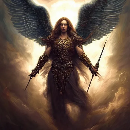 Image similar to Majestic and regal portrait of Archangel Michael, intricate, epic, elegant, menacing, fantasy, highly detailed, digital painting, hard focus, beautiful volumetric lighting, epic light, ultra detailed, by Leesha Hannigan, Ross Tran, Thierry Doizon, Kai Carpenter, Ignacio Fernández Ríos