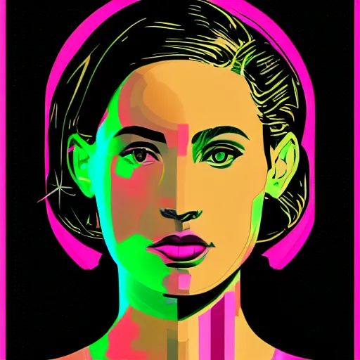 Image similar to a portrait of ava from ex machina, in retro colors, synthwave style, 2 d digital vector art