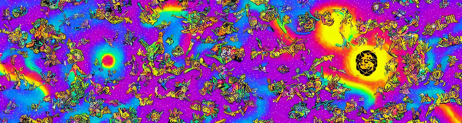 Image similar to lisa frank nuclear apocalypse