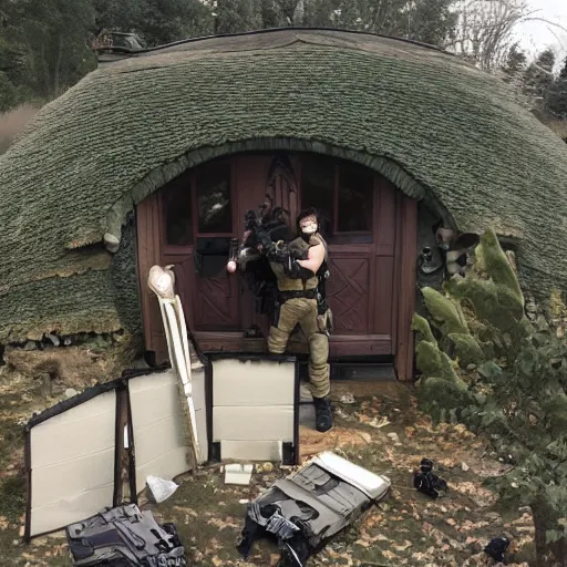 Prompt: swat raid on a hobbit house