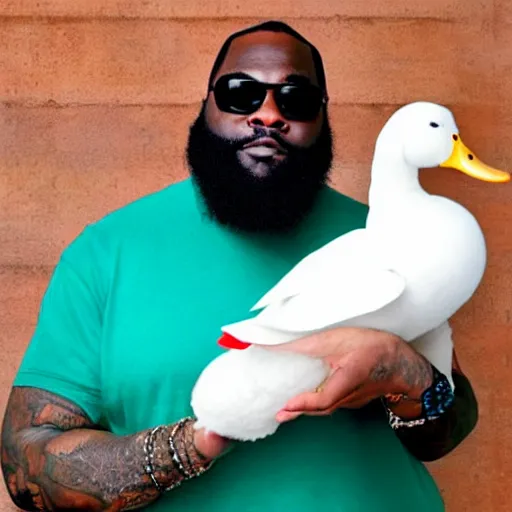 Prompt: rick ross, holding a white duck