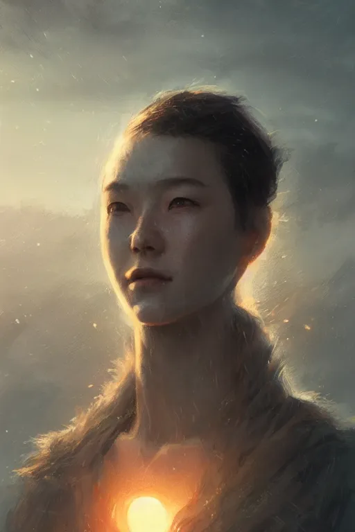 Image similar to a portrait of the midnight sun by Greg Rutkowski, Sung Choi, Mitchell Mohrhauser, Maciej Kuciara, Johnson Ting, Maxim Verehin, Peter Konig, final fantasy , 8k photorealistic, cinematic lighting, HD, high details, atmospheric , trending on artstation