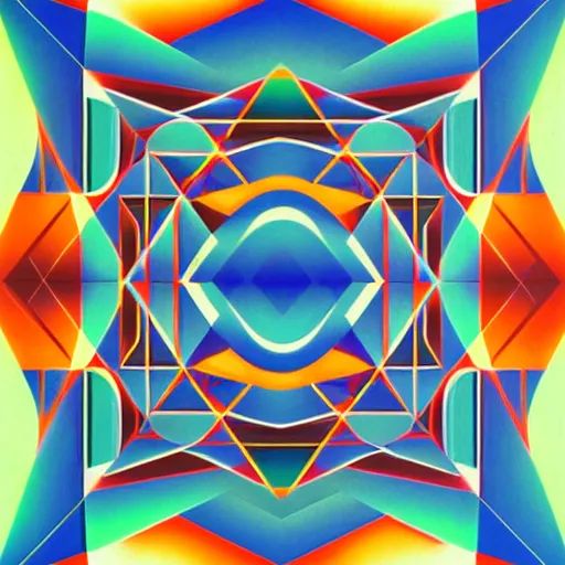 Prompt: geometric symmetric by shusei nagaoka, david rudnick, airbrush on canvas, pastell colours, cell shaded