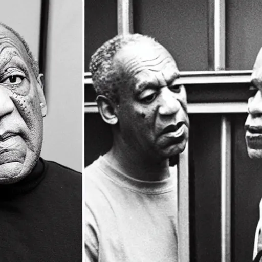 Prompt: bill cosby and oj simpson in a prison cell together