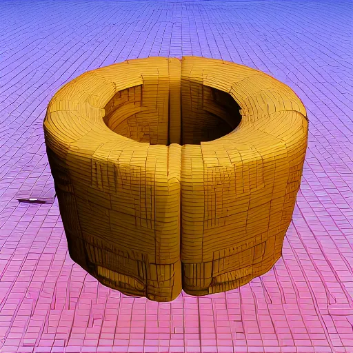 Image similar to transparent 1 9 2 0's 1 9 7 0's land cylinder starling ash tree inlet bagel, by jarosław jasnikowski and andy warhol and arshile gorky, voxel, flat shading, lowbrow