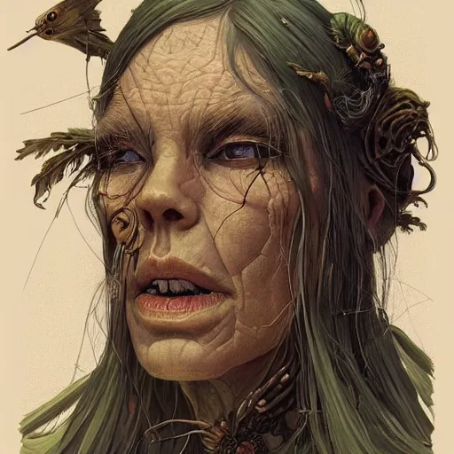 Prompt: a detailed portrait of a swamp witch, by victo ngai and justin gerard, digital art, realistic painting, high quality, very detailed, fantasy, dnd, character design, trending on artstation