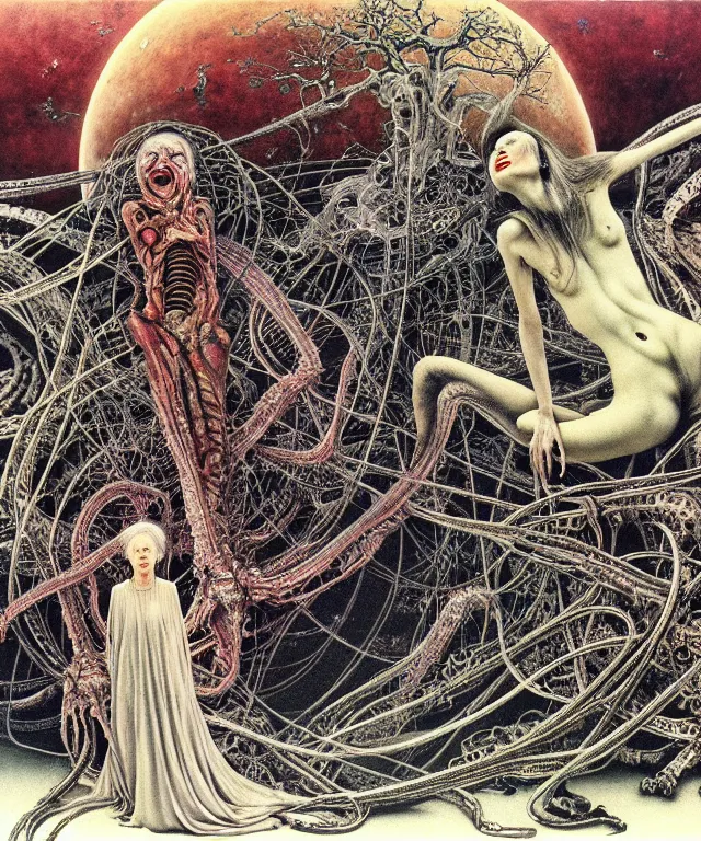 Image similar to early colour 8k photo of the miracle of life by H.R.Giger, Vania Zouravliov, by Ayami Kojima, Amano, Takato Yamamoto