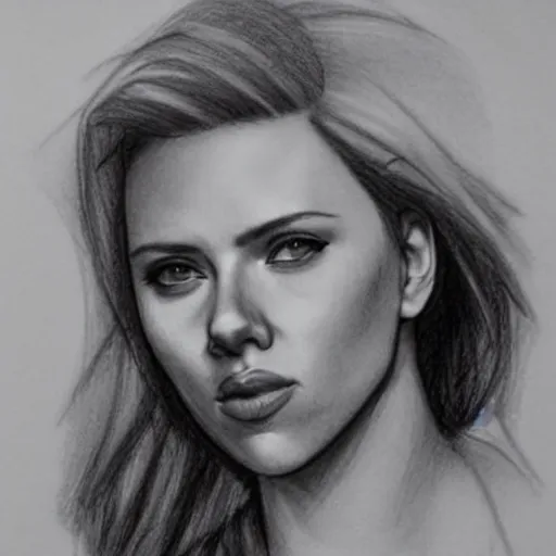 Image similar to a pencil scetch of scarlett johansson