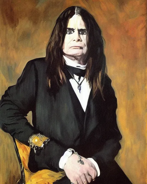 Image similar to ozzy osbourne portrait painted by edouard manet